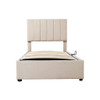 Twin Size Upholstered Platform Bed With A Hydraulic Storage System - Beige