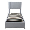 Twin Size Upholstered Platform Bed With A Hydraulic Storage System - Gray