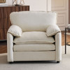 Oversized Reading Armchair With Thick Cushions, High Back Support - White