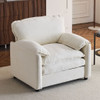 Oversized Reading Armchair With Thick Cushions, High Back Support - White