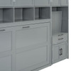 Twin Size Murphy Wall Bed With Closet, Drawers & Desk - Gray