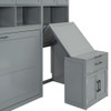 Twin Size Murphy Wall Bed With Closet, Drawers & Desk - Gray