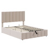 Full Size Upholstered Platform Bed With A Hydraulic Storage System - Beige