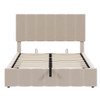 Full Size Upholstered Platform Bed With A Hydraulic Storage System - Beige