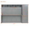 Full Size Murphy Wall Bed With Closet And Drawers - Gray