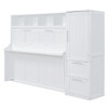 Queen Size Murphy Wall Bed With Closet And Drawers - White