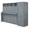 Queen Size Murphy Wall Bed With Closet And Drawers - Gray