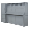 Queen Size Murphy Wall Bed With Closet And Drawers - Gray