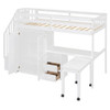 Twin Size Loft Bed With Stairs, Bookshelf, Drawers, Desk & Wardrobe, Space Saving Multifunctional Furniture - White