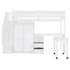 Twin Size Loft Bed With Stairs, Bookshelf, Drawers, Desk & Wardrobe, Space Saving Multifunctional Furniture - White