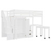 Twin Size Loft Bed With Stairs, Bookshelf, Drawers, Desk & Wardrobe, Space Saving Multifunctional Furniture - White