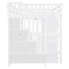 Full Size Loft Bed With Stairs, Bookshelf, Drawers, Desk & Wardrobe, Space Saving Multifunctional Furniture - White