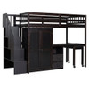 Twin Size Loft Bed With Stairs, Bookshelf, Drawers, Desk & Wardrobe, Space Saving Multifunctional Furniture - Espresso