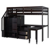 Twin Size Loft Bed With Stairs, Bookshelf, Drawers, Desk & Wardrobe, Space Saving Multifunctional Furniture - Espresso