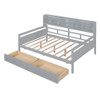 Full Size Daybed, Slat Support, With Bedside Shelf And 2 Drawers - Gray