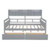 Full Size Daybed, Slat Support, With Bedside Shelf And 2 Drawers - Gray