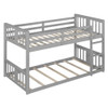 Twin Over Twin Classic Bunk Bed With Ladder - Gray