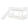 Twin Over Twin Classic Bunk Bed With Slide And Ladder - White