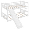 Twin Over Twin Classic Bunk Bed With Slide And Ladder - White