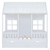 Twin Size House Bed With Twin Size Trundle, Daybed - White