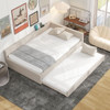 Full Size Platform Bed With USB Ports And Twin Size Trundle - Beige