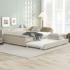 Queen Platform Bed With USB And Twin Trundle - Beige