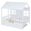 Full Size House Bed With Twin Size Trundle, Daybed - White