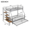 Twin Over Full Size Metal Bunk Bed With Trundle And Storage Staircase - Silver