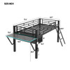 Twin, Esports Inspired Gaming Mid Loft Bed With Desk And LED - Black