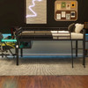Full Size Modern Gaming Mid Loft Bed With Desk And LED Lights - Black