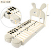 Twin Size Upholstered Platform Bed With Cartoon Ears Shaped Headboard And LED Light - Beige