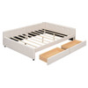 Queen Size Platform Bed With USB Ports And 2 Storage Drawers - Beige