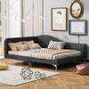 Full Size Upholstered Daybed With Headboard And Armrest, Support Legs - Gray