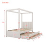 Twin Size Upholstery Canopy Platform Bed With Trundle And Three Storage Drawers - Beige