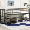 Twin Loft Bed With Storage Stairs And Metal Frame - Black