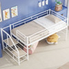Twin Mid Loft Bed With Storage Stairs And Metal Frame - White