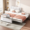 Full Size Upholstery Platform Bed With Trundle,Trundle Can Be Flat Or Erected - Beige