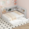 Full Size Daybed With Trundle, Minimalist Storage Cabinets And USB Ports - White