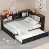 Full Size Daybed With Trundle, Storage Cabinets And USB Ports - Black