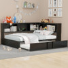 Full Size Daybed With Trundle, Storage Cabinets And USB Ports - Black