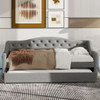 Twin Long Size Daybed With LED Belt And Trundle - Gray