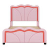 Twin Size Upholstered Platform Bed & Curve Shaped And Height Adjustable Headboard, LED Light Strips - Pink