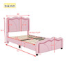 Twin Size Upholstered Platform Bed & Curve Shaped And Height Adjustable Headboard, LED Light Strips - Pink