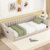 Twin Long Daybed With Side Storage Pocket - Beige
