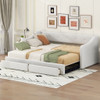 Twin Long To King Size Upholstered Daybed With 2 Drawers - Beige