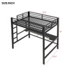 Full Size Gaming Metal Loft Bed Frame With LED Light, USB Charge Station And Desk - Black