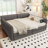 Queen Size Upholstered Platform Bed With USB And 2 Drawers, Lambswool Material - Gray