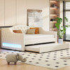 Full Long Size Daybed With LED Belt And Trundle - Beige