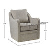 Wide Seat Swivel Arm Chair With 360 Degree Rotation - Gray