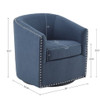 Luxurious Swivel Chair With 360 Degree Rotation Fabric And Solid Wood - Blue